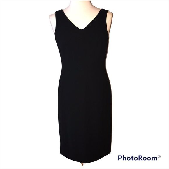 JONES NEW YORK 4 LBD V neck front and back zipper back black dress - Picture 2 of 10